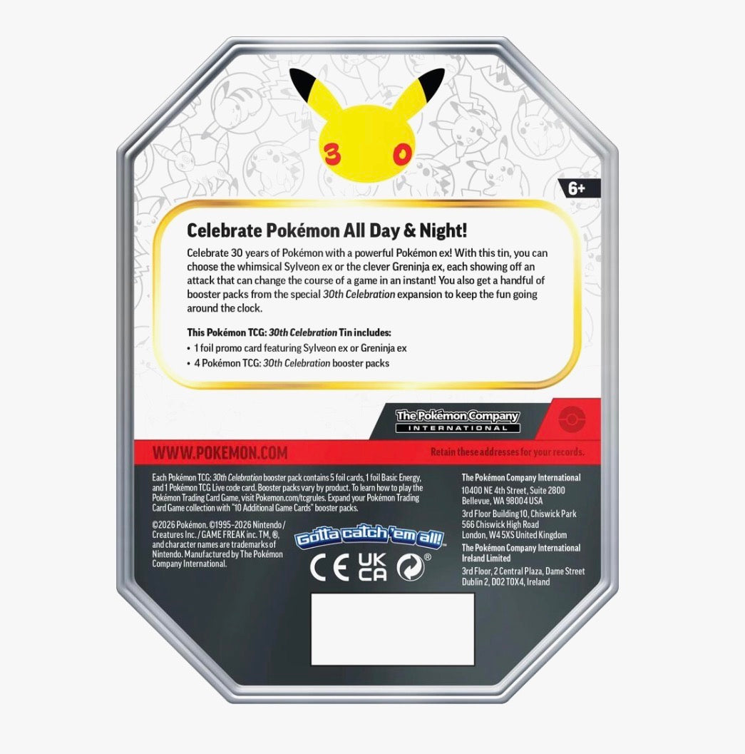 Pokémon TCG: 30th Celebration Tin [Sylveon ex] - ME: 30th Celebration