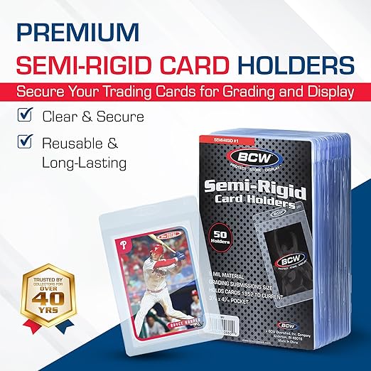 BCW Semi Rigid Card Holder #1 50 Pack